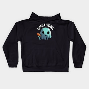 Cute ghost playing Football:  The Ghostly Game of American Football, Halloween Kids Hoodie